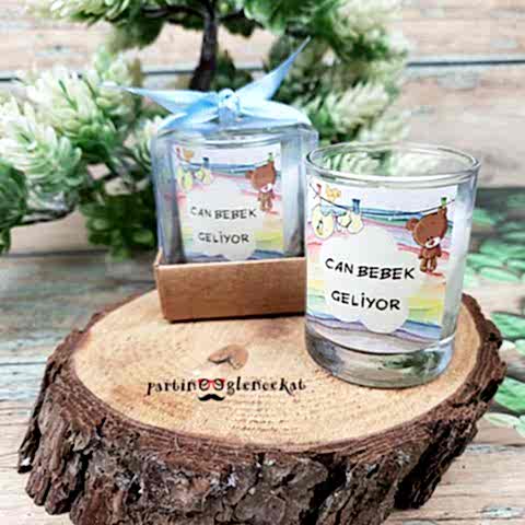 Sevimli Ayıcık Konsept Doğum Hediyesi Bardak Mum