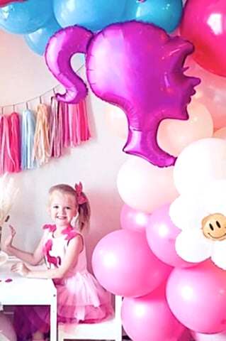 Pembe Kız Kafası Şekilli Folyo Balon 64cm