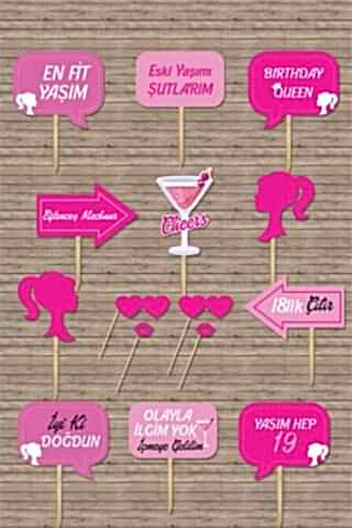 Doğum Günü Konuşma Balonları El Pankartları Pembe Kız Konsept