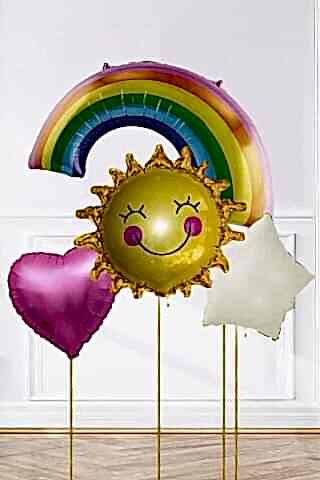 Gökkuşağı Güneş Folyo Balonlu Balon Süsleme Paketi