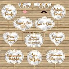 Mermer - Gold Konsept Konuşma Balonları Seti