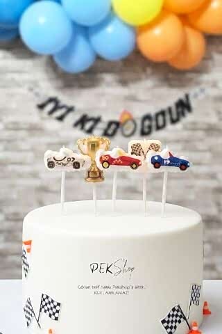 Yarış Arabaları Mum Seti Yarış Araba Tema Doğum Günü Pasta Mum Seti 5li