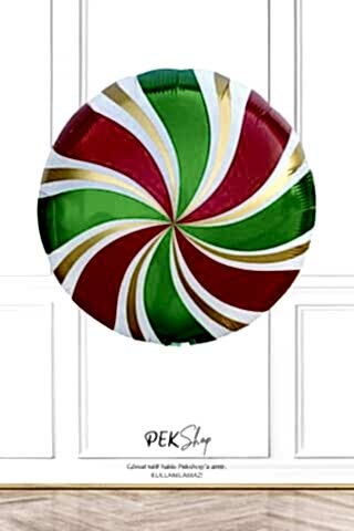 Yeşil Kırmızı Gold Yuvarlak Şeker Folyo Balon