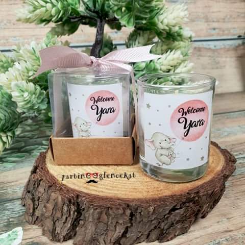 Sevimli Kız Fil Konsept Doğum Hediyesi Bardak Mum