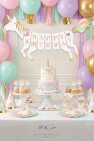 3D Unicorn Happy Birthday Banner Unicorn Doğum Günü Duvar Yazısı