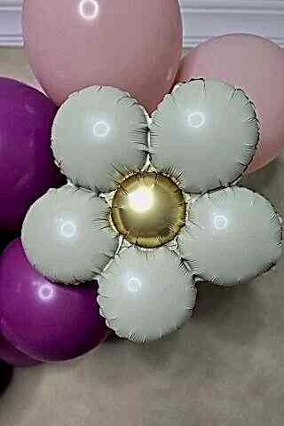 Retro Papatya Bej Renk Papatya Folyo Balon