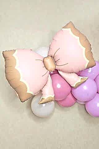 Büyük Retro Fiyonk Folyo Balon PEMBE Retro Renkler Fiyonk Şekilli Folyo Balon 60x90cm