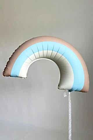 Retro Mavi Gökkuşağı Folyo Balon Retro Gökkuşağı Balon Büyük Boy