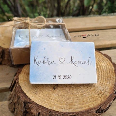 Mavi Soft Konsept Baskılı Taş Magnet