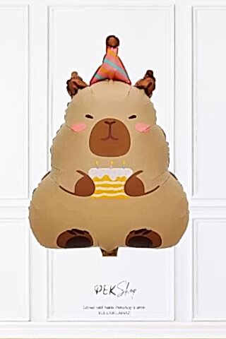 Pastalı Kapibara Folyo Balon Kapibara Doğum Günü Balonu