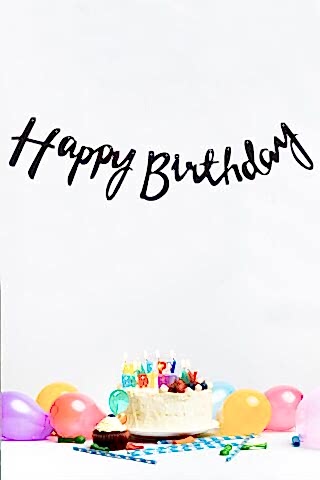 Happy Birthday Siyah Doğum Günü Süsleri Banner Kaligrafi Banner Yazı