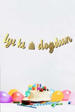 İyi Ki Doğdun Doğum Günü Banner Kaligrafi Banner Yazı Gold