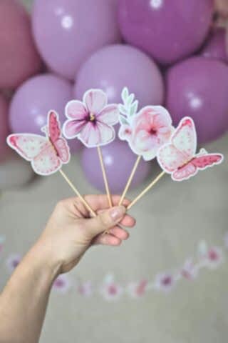 Kelebek Tema Kürdan Süsleri Cupcake Süsleri Lüks Büyük Boy 10lu Paket