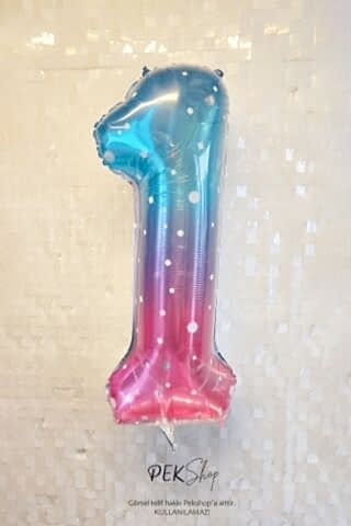 Parıltılı Gökkuşağı Rakam Folyo Balon 40inç