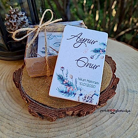 Pamuk Çiçeği - Çam Konsept Baskılı Taş Magnet