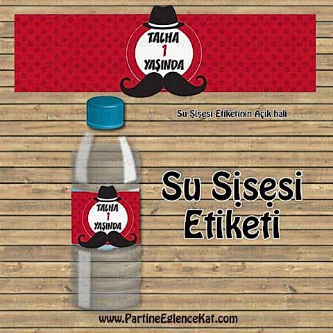 Bıyık Konsept Su Şişesi Etiketi