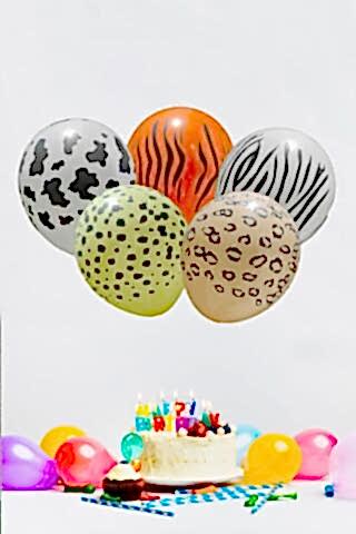 Safari Temalı Baskılı Balonlar 12'' Inç Balon 5 Adet
