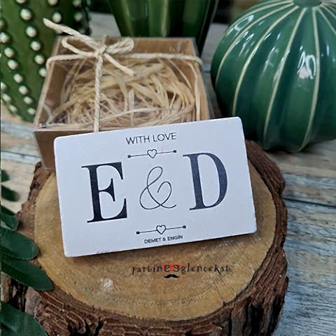 Baş Harfler Konsept Baskılı Taş Magnet