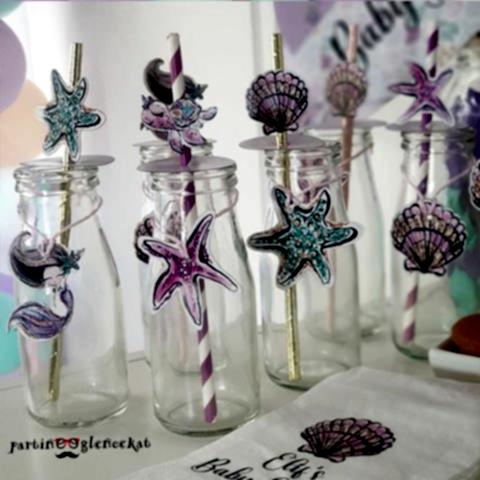 Little Mermaid Konsept Pipet Süslü Limonata Şişesi