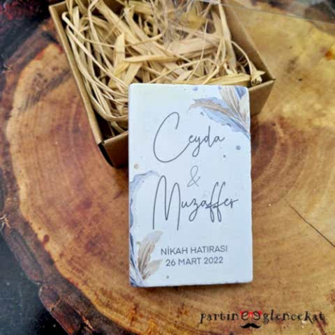 Gold Blue Yapraklı Konsept Baskılı Taş Magnet