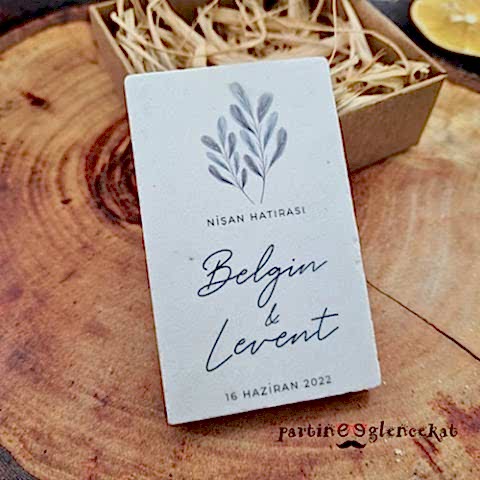 Zarif Yapraklı Konsept Baskılı Taş Magnet