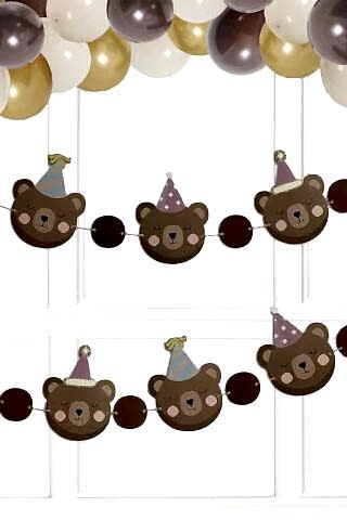 Ayıcık Banner Duvar Süsü Retro Ayı Tema Parti Süsleri