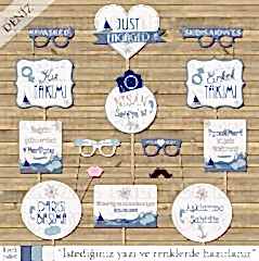 Vintage Marin Konsept Konuşma Balonları Seti