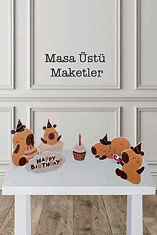 Kapibara Ayaklı Pano Seti Doğum Günü Masa Üstü Panolar
