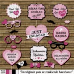 Sade Pembe Konsept Konuşma Balonları Seti