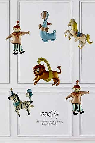 Sirk 6lı Folyo Balon Seti Sirk Konsept Balon Seti Sirk Tema Doğum Günü Balonları