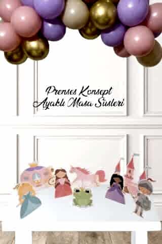 Prenses Tema Ayaklı Pano Seti Doğum Günü Masa Üstü Panolar