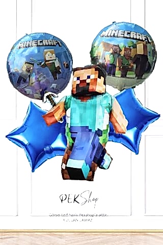 Minecraft Folyo Balon Seti 5li Minecraft Tema Doğum Günü Balonları