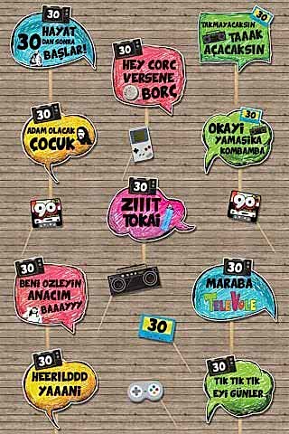 30 Yaş Doğum Günü Konuşma Balonları, 90lar Konsept