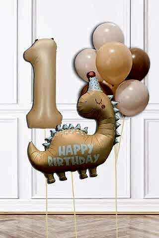 Retro Dinazor Tema Yaş Balonlu Doğum Günü Balon Zinciri Seti Retro Dinozor Konsept