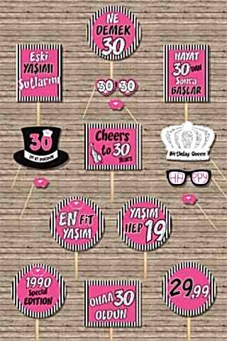 30 Yaş Doğum Günü Konuşma Balonları, Pembe-Silver Konsept