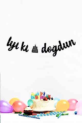 İyi Ki Doğdun Doğum Günü Banner Kaligrafi Banner Yazı Siyah