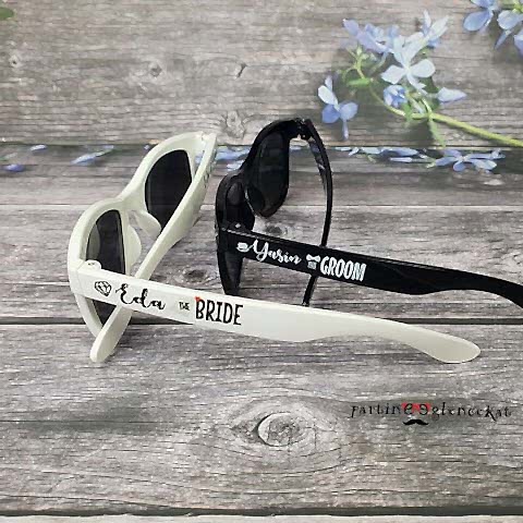 Kişiye Özel Baskılı Bride-Groom Güneş Gözlüğü