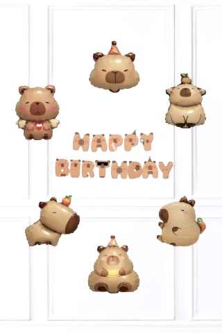 Kapibara Doğum Günü Banner ve 6lı Kapibara Balon Seti
