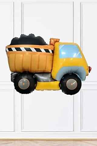 Yüklü Sarı Kamyon Folyo Balon İnşaat Tema Doğum Günü Balon