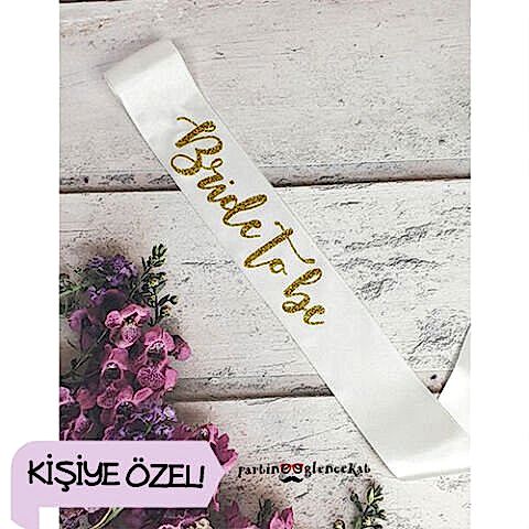 Gold Glitter Baskılı Kişiye Özel Kuşak