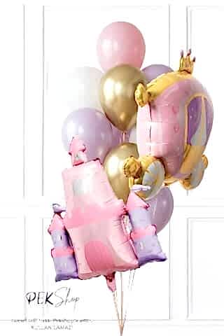 Prenses Balon Seti Prenses Şato, Prenses Arabası ve Balon Demeti Prenses Tema Balon Süsleme Seti