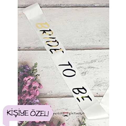 Gold Varak Baskılı Kişiye Özel Beyaz Kuşak