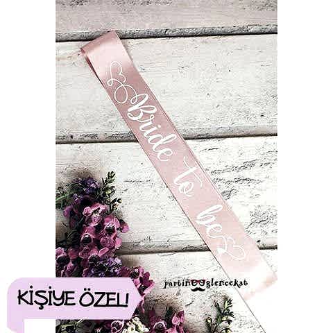 Beyaz Renk Baskılı Kişiye Özel Somon Kuşak