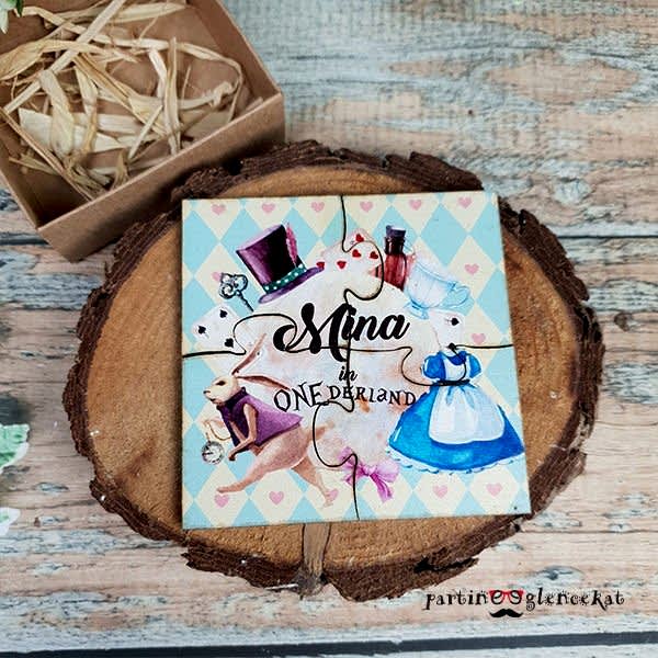 Alice In Wonderland Konsept Ahşap Puzzle Magnet