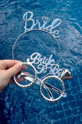 Bride Taç ve Gözlük Seti Bride To Be Taç Gözlük Plastik Set GÜMÜŞ