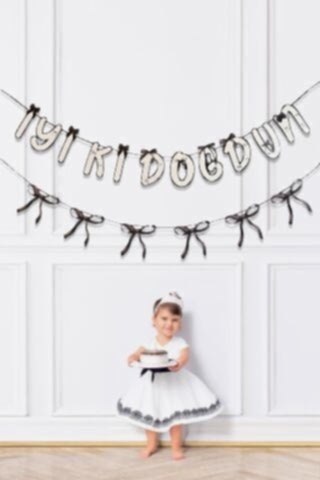 Siyah Fiyonk İyi Ki Doğdun ve Fiyonklar Banner Seti Fiyonklar Doğum Günü Süsü 2li Paket