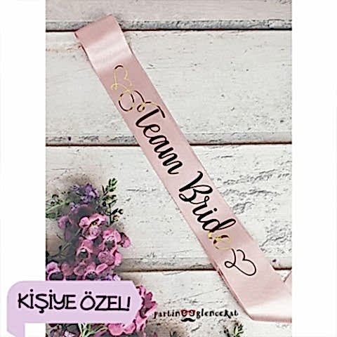 Gold Varak Baskılı Kişiye Özel Somon Kuşak