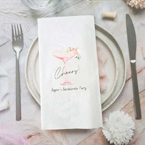 ''Cheers for the Bride'' Şampanya Konsept Bekarlığa Veda İsimli Peçete