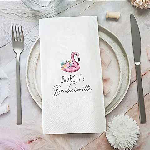 Glitter Flamingo Konsept Bekarlığa Veda İsimli Peçete