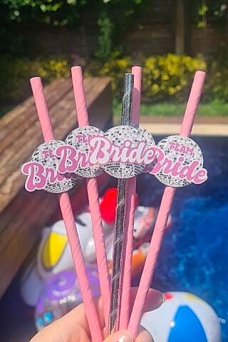 Bride Pipet Seti Disko Konsept Bekarlığa Veda Süslü Pipet Takımı 5 li